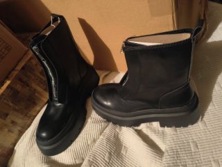 Botines de moda Negros con Cremallera Frontal