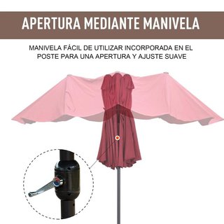 Sombrilla Doble Jardín 455x265cm Rojo Vino