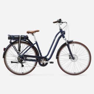 Bicicleta eléctrica urbana cuadro bajo Elops 900 E Azul