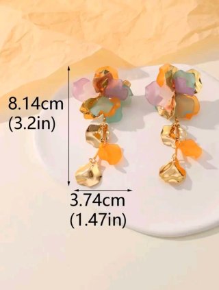 Pendientes Largos Florales Multicolor