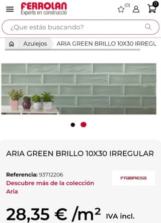 Azulejo Fabresa Aria Green 10x30cm