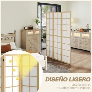Biombo Plegable 3 Paneles 120x170cm Blanco