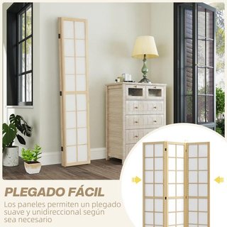 Biombo Plegable 3 Paneles 120x170cm Blanco