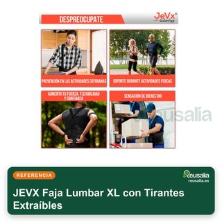 JEVX Faja Lumbar XL con Tirantes Extraíbles