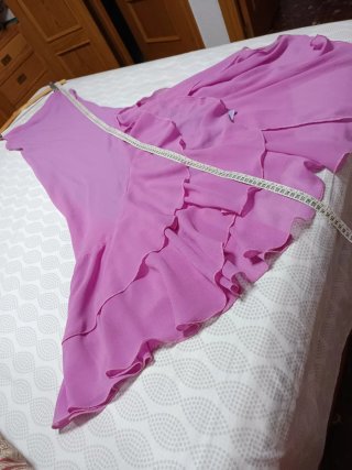 Vestido Largo de Fiesta rosa con Volantes