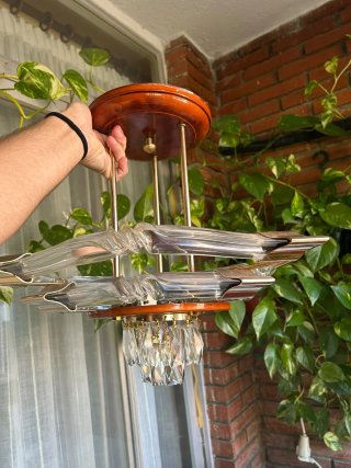 Lámpara de techo madera y cristal