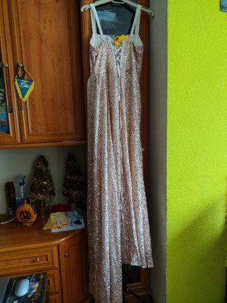 Vestido Largo de Lentejuelas Dorado