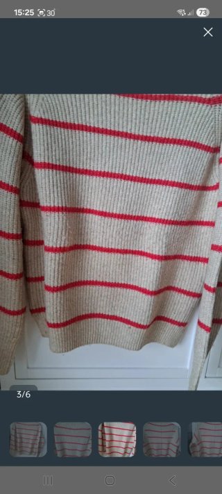 Jersey beige con rayas naranjas