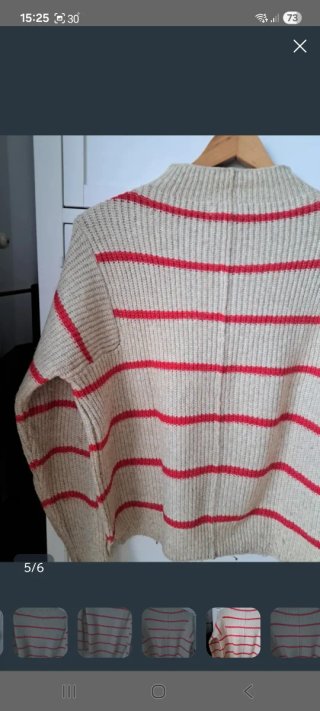 Jersey beige con rayas naranjas