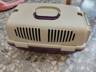 Transportín perro mediano/pequeño beige/morado