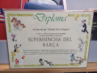 Diploma Superhincha del Barça Looney Tunes