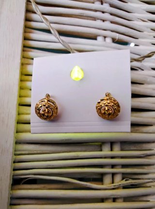 Pendientes Botón Baño de Oro