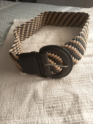 Cinturón Trenzado Mujer Negro y Beige