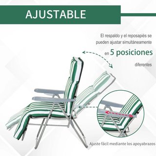 Pack 2 Tumbonas Jardín Acolchadas Ajustables Verde