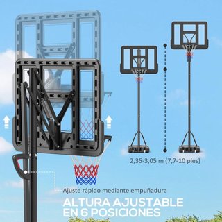 Canasta Baloncesto Ajustable 235-305cm con Ruedas