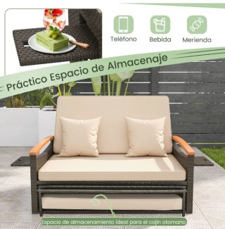 Conjunto Sofá Cama de Ratán