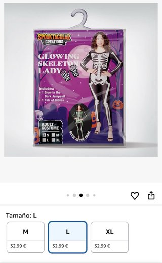 Disfraz Esqueleto Halloween Mujer Talla L