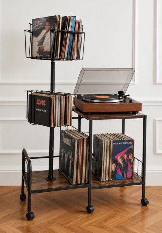 Mueble Tocadiscos Vinilos Estilo Retro