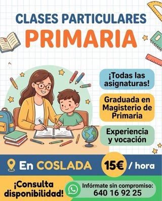 Clases particulares a alumn@s de Primaria.