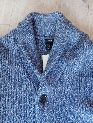 Chaqueta de punto hombre azul y blanco