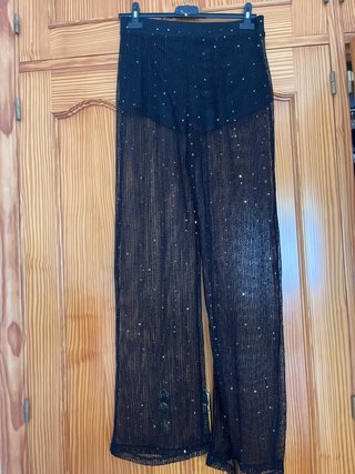 Pantalón malla negra brillante