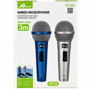 Pack 2 Micrófonos Aome DK-4683 Cable 3m