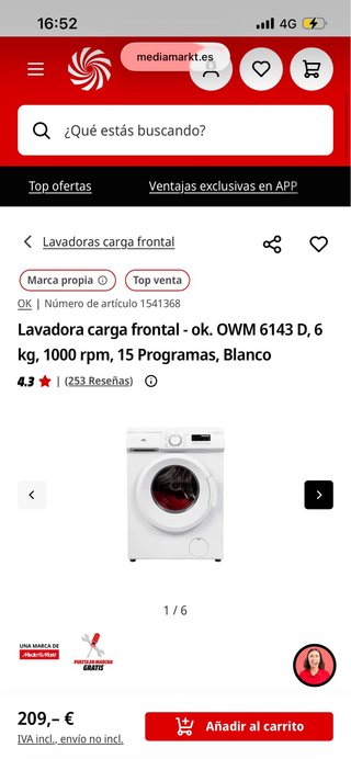 Lavadora OWN 6143 D