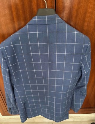 Pantalón de Traje Azul con Cuadros