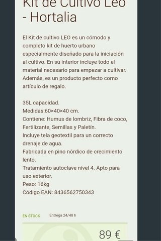 Kit de Cultivo Leo Hortalia Huerto Urbano 35L Made