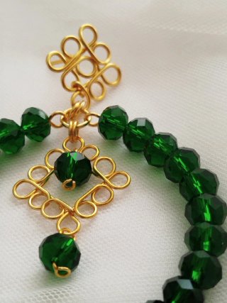 Pendientes Flamenca con cuentas de cristal verde