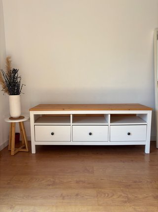 Mueble TV Ikea Hemnes Blanco y Madera