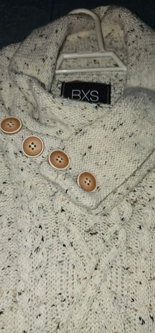Jersey de Lana con Cuello de Botones