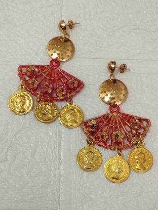 Pendientes de Flamenca con Abanicos y Monedas
