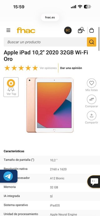 iPad 8ª Gen Oro Rosa 32GB Wifi