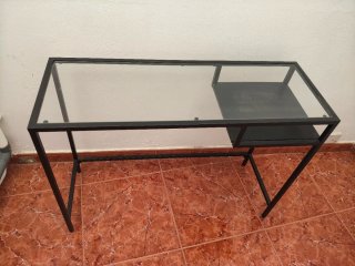 Mesa escritorio cristal y metal