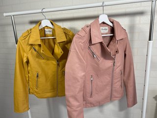 Cazadora polipiel rosa y amarilla Talla S M L