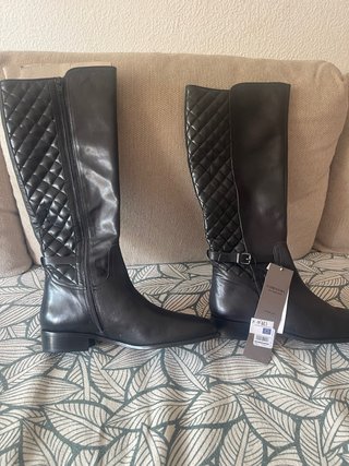 Botas altas piel mujer Cortefiel negras