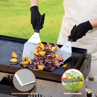 Kit 3 Espátulas Acero Inox Barbacoa