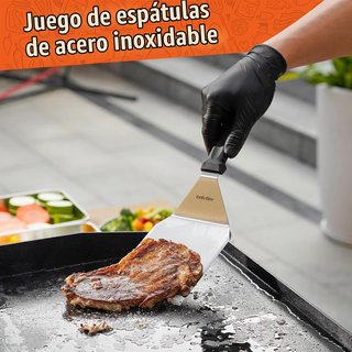 Kit 3 Espátulas Acero Inox Barbacoa