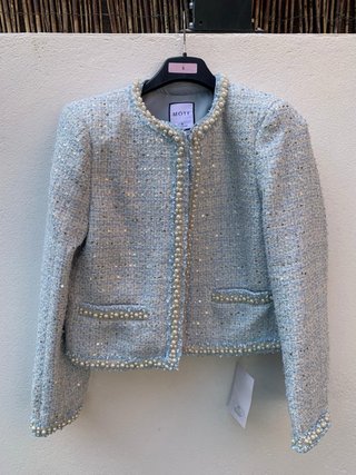 Chaqueta MOTF S Perlas Lentejuelas Azul