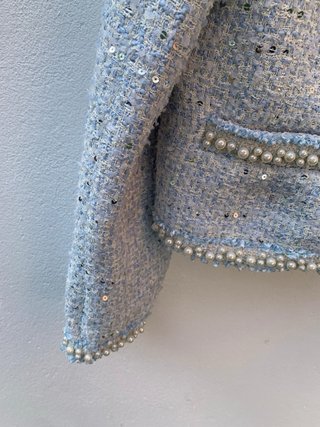 Chaqueta MOTF S Perlas Lentejuelas Azul