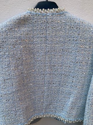 Chaqueta MOTF S Perlas Lentejuelas Azul