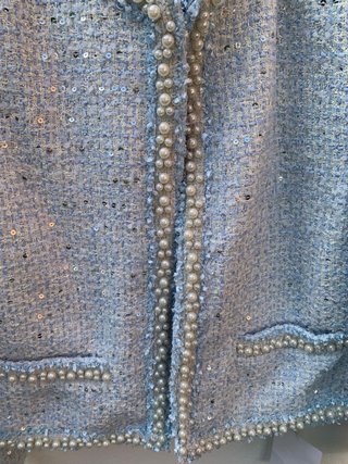 Chaqueta MOTF S Perlas Lentejuelas Azul