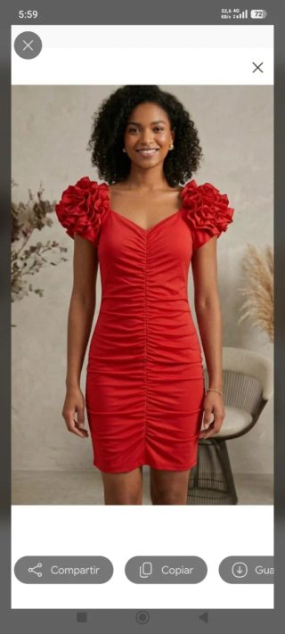 Vestido rojo con volantes en hombros