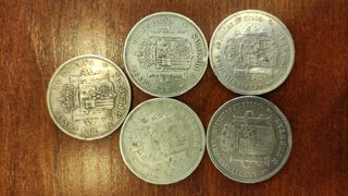 Lote 5 monedas Plata.900 123,80 gr pura 111.42 gr.