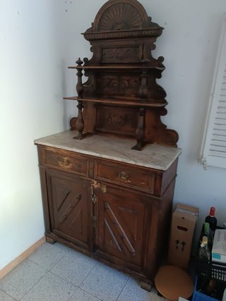 Mueble Antiguo Madera y Mármol