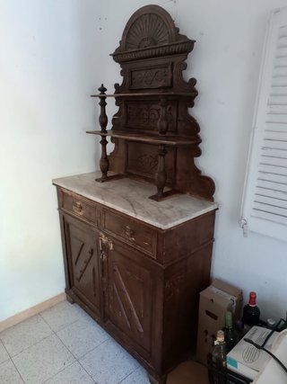Mueble Antiguo Madera y Mármol