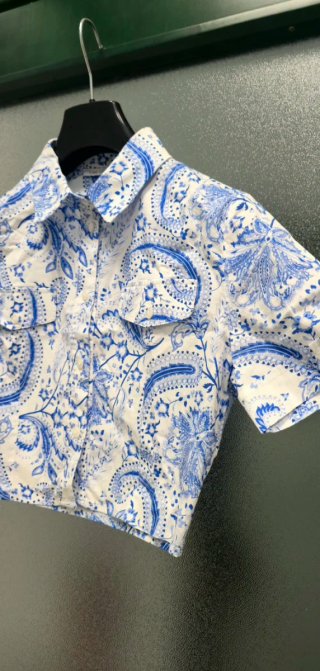 Camicia Flavio Castellani fantasia blu e bianca 42