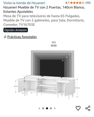 Mueble TV Hzuaneri Blanco 140cm
