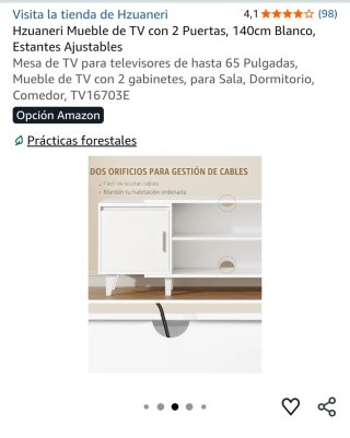 Mueble TV Hzuaneri Blanco 140cm
